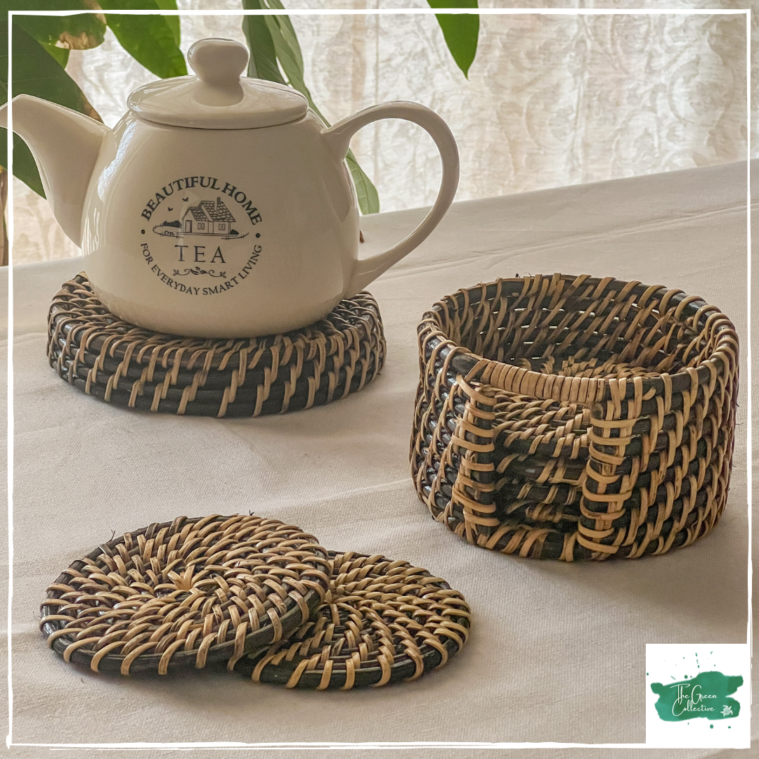 ITIKA Néro Coasters (Set of 6) with Holder – The Green Collective