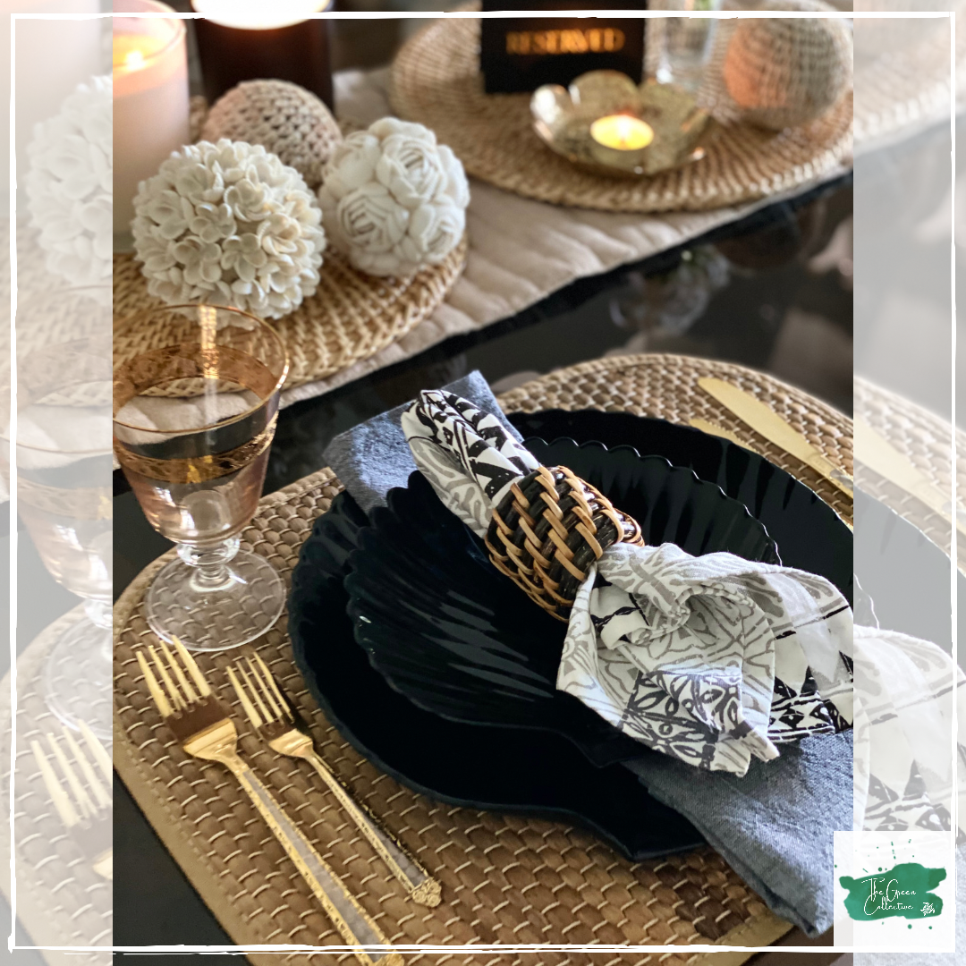 Black and gold napkin rings deals